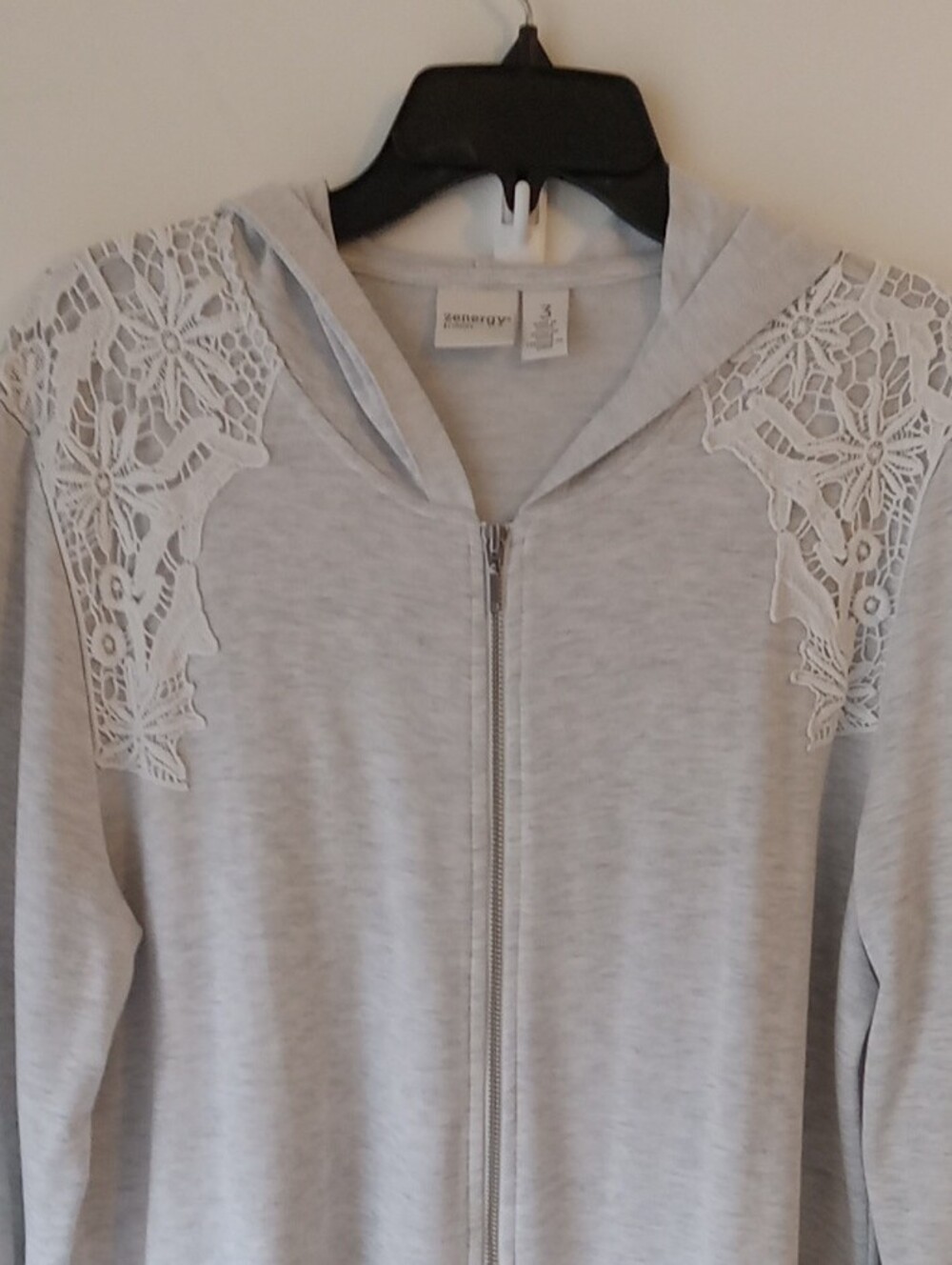 Chico's Lace-Shoulder Zip Hoodie Jacket